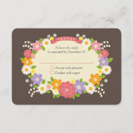 Boho Rustic Floral Wreath Wedding RSVP Kaartje