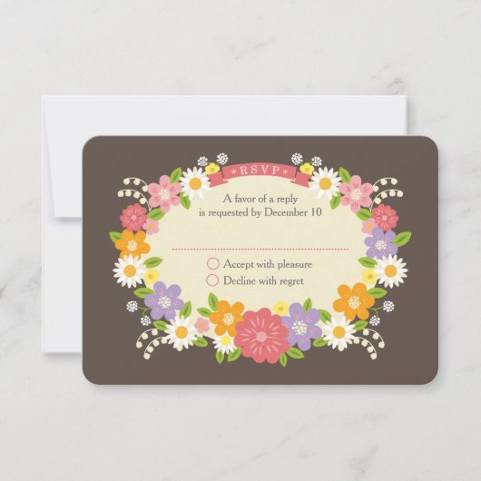 Boho Rustic Floral Wreath Wedding RSVP Kaartje (Voorkant)