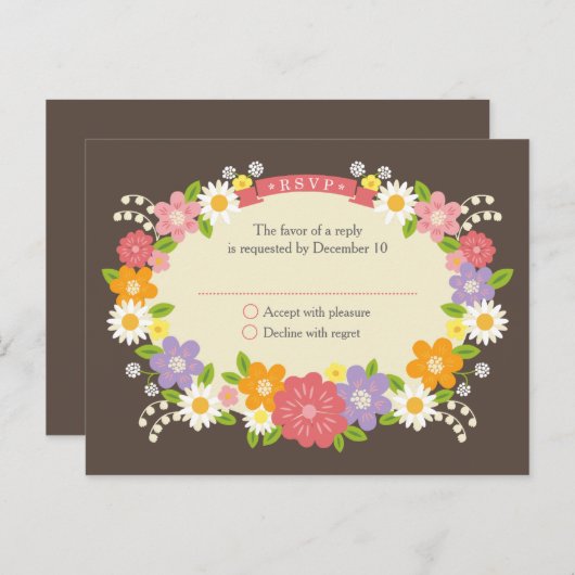 Boho Rustic Floral Wreath Wedding Uitnodiging Briefkaart (Voorkant / Achterkant)