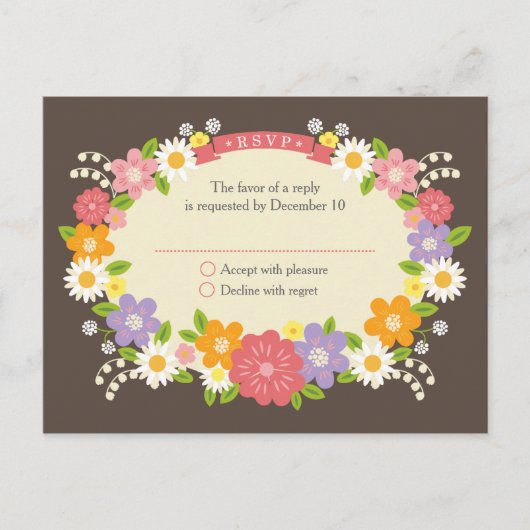 Boho Rustic Floral Wreath Wedding Uitnodiging Briefkaart (Voorkant)