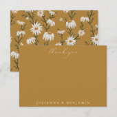 Boho Rustic Floral Yellow Wedding Custom Names Bedankkaart (Voorkant / Achterkant)