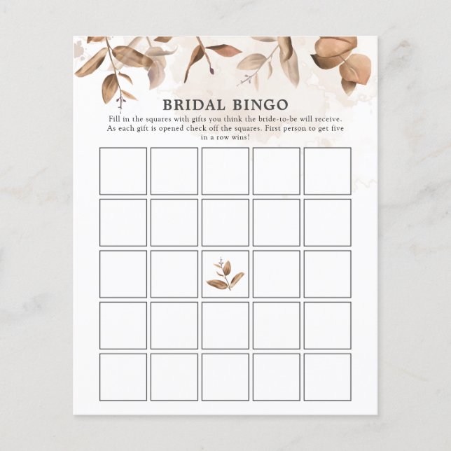 Boho Rustic Florals Vrijgezellenfeest Bingo Game (Voorkant)