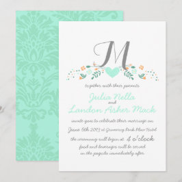 Boho Rustic Folk Art Mint Wedding Kaart