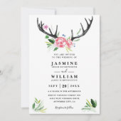 Boho Rustic Geweien Elegante Chic QR Code Huwelijk Kaart (Voorkant)