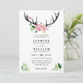 Boho Rustic Geweien Elegante Chic QR Code Huwelijk Kaart (Staand voorkant)