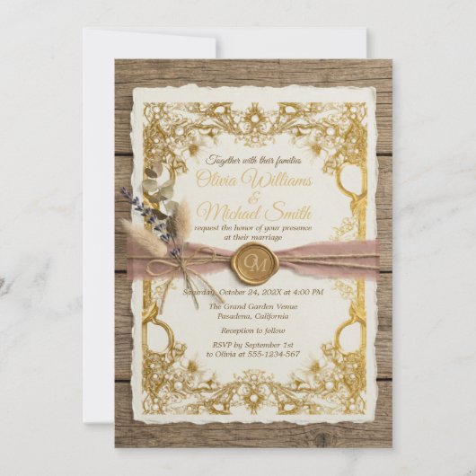 Boho Rustic Gouden Bruiloft Suite Elegant Kaart (Voorkant)
