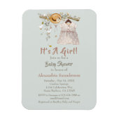 Boho Rustic Greenery Baby Girl Magneet (Verticaal)