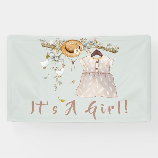 Boho Rustic Greenery Girl Baby Spandoek (Horizontaal)