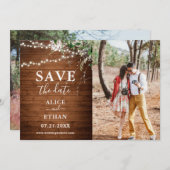 Boho Rustic Greenery Wedding Photo Save the Date (Voorkant / Achterkant)