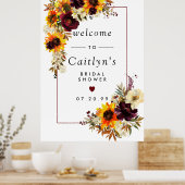 Boho Rustic Herfst Bloemen Bruidsdouche Welkom Bor Poster (Keuken)
