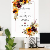 Boho Rustic Herfst Bloemen Bruidsdouche Welkom Bor Poster (Thuiskantoor)