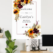 Boho Rustic Herfst Bloemen Bruidsfeest Verwelkomin Poster (Thuiskantoor)