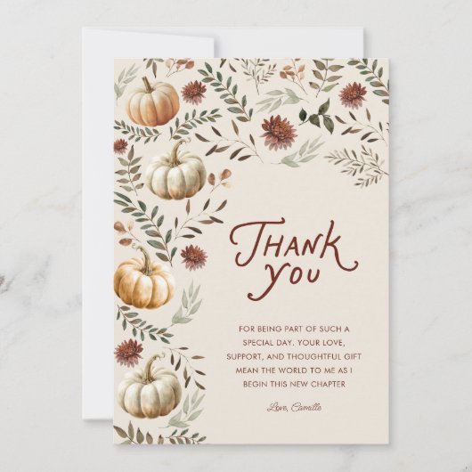 Boho Rustic Herfst Bruidsdouche Bedankt (Voorkant)