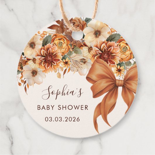 Boho Rustic Herfst Floral Baby shower Bedankjes Labels (Achterkant)