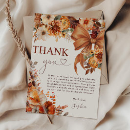 Boho Rustic Herfst Floral Baby shower Dank u kaart