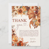 Boho Rustic Herfst Floral Baby shower Dank u kaart (Voorkant)