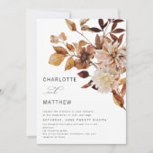 Boho Rustic Herfst Floral Burnt Oranje Wedding Kaart (Voorkant)