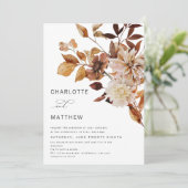 Boho Rustic Herfst Floral Burnt Oranje Wedding Kaart (Staand voorkant)
