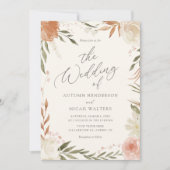 Boho Rustic Herfst Floral Greenery Wedding Kaart (Voorkant)