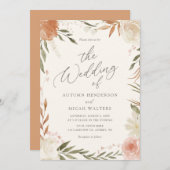 Boho Rustic Herfst Floral Greenery Wedding Kaart (Voorkant / Achterkant)
