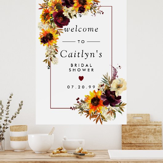 Boho Rustic Herfst Floral Vrijgezellenfeest Welkom Poster (Keuken)