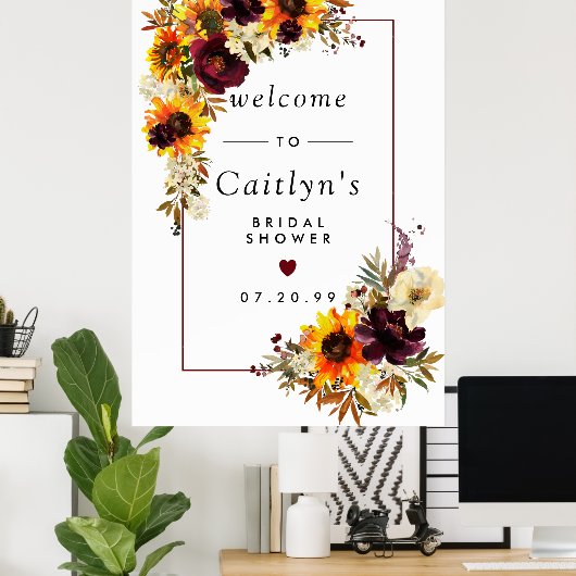 Boho Rustic Herfst Floral Vrijgezellenfeest Welkom Poster (Thuiskantoor)