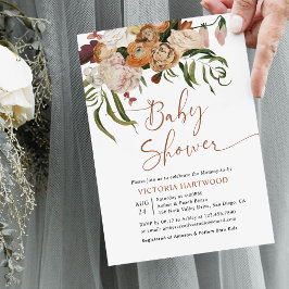 Boho Rustic Herfst Florals Baby Shower-uitnodiging Kaart
