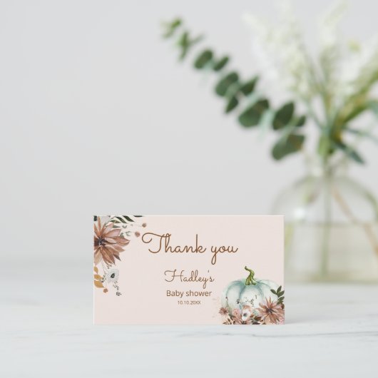 Boho Rustic herfst pumpkin bedankt Visitekaartje (Staand voorkant)