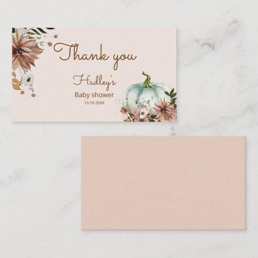 Boho Rustic herfst pumpkin bedankt Visitekaartje (Voorkant / Achterkant)