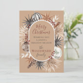 Boho Rustic Kerstmis Waterverf  Feestdagenkaart (Staand voorkant)