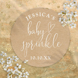 Boho Rustic Kraft Baby Sprinkle Shower Favor Ronde Sticker