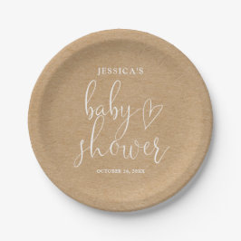 Boho Rustic Kraft Genderneutraal Baby shower Papieren Bordje