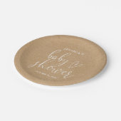 Boho Rustic Kraft Genderneutraal Baby shower Papieren Bordje (Gekanteld)