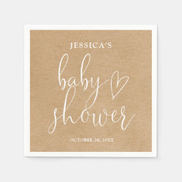 Boho Rustic Kraft Genderneutraal Baby shower Servet