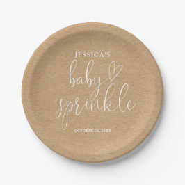 Boho Rustic Kraft Neutral Baby Sprinkle Shower Papieren Bordje