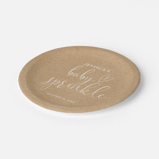 Boho Rustic Kraft Neutral Baby Sprinkle Shower Papieren Bordje (Gekanteld)