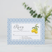 BOHO Rustic Lemon Citrus Trellis Floral Wedding RSVP Kaartje (Staand voorkant)