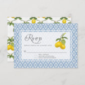 BOHO Rustic Lemon Citrus Trellis Floral Wedding RSVP Kaartje (Voorkant / Achterkant)