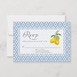 BOHO Rustic Lemon Citrus Trellis Floral Wedding RSVP Kaartje