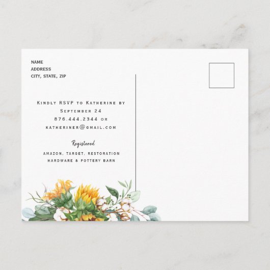Boho Rustic Lights Sunflower Vrijgezellenfeest Inv Uitnodiging Briefkaart (Achterkant)