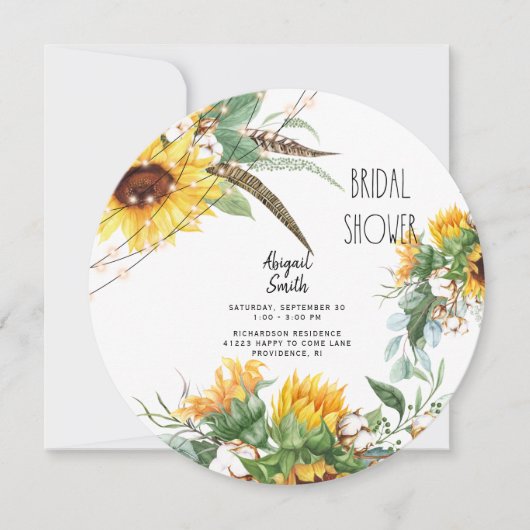 Boho Rustic Lights Sunflower Vrijgezellenfeest Rou Kaart (Voorkant)