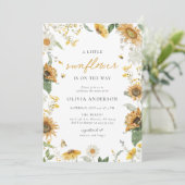 Boho Rustic Little Sunflower Bee Baby shower Kaart (Staand voorkant)