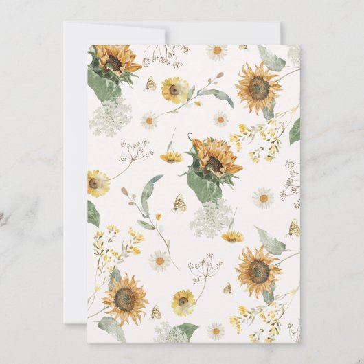 Boho Rustic Little Sunflower Bee Baby shower Kaart (Achterkant)