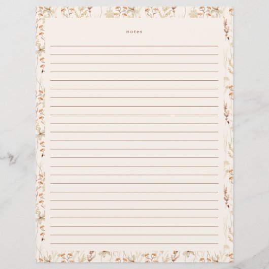 Boho Rustic Meadow Floral Gepersonaliseerde Recept (Achterkant)