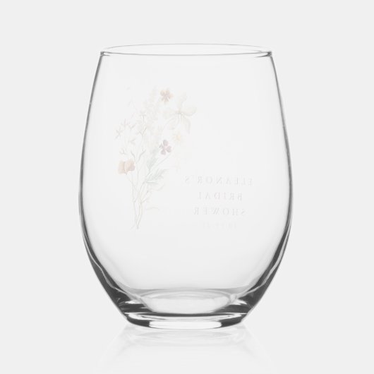 Boho Rustic Meadow Flowers Floral Vrijgezellenfees Wijnglas Zonder Voet (Achterkant)