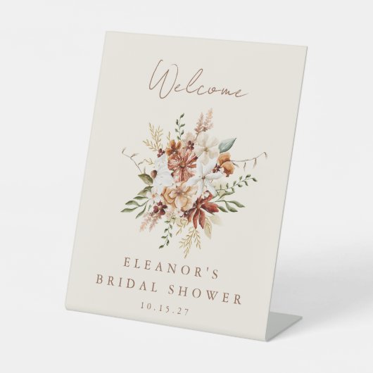 Boho Rustic Meadow Flowers Vrijgezellenfeest Welko Reclamebord Met Voetstuk (Voorkant)