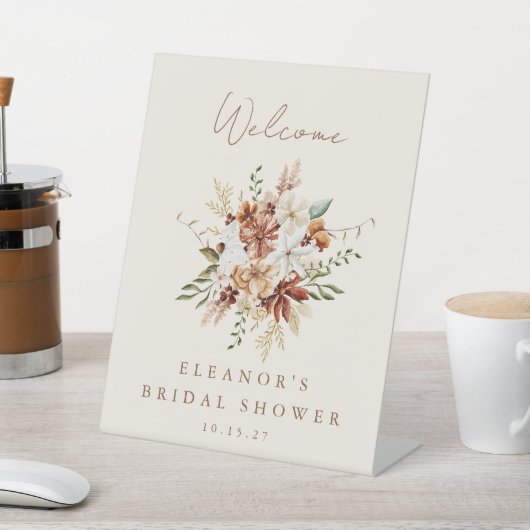Boho Rustic Meadow Flowers Vrijgezellenfeest Welko Reclamebord Met Voetstuk (Insitu)