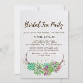 Boho Rustic Mint Floral Succulent Bridal Tea Party Kaart (Voorkant)