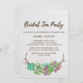 Boho Rustic Mint Floral Succulent Bridal Tea Party Kaart (Voorkant / Achterkant)