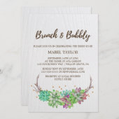Boho Rustic Mint Floral Succulent Brunch & Bubble Kaart (Voorkant / Achterkant)